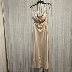 12th Tribe - Biltmore Champagne Satin Midi Dress NWT | Small